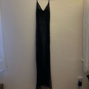 Long see through black beaded dress